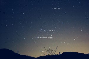 オリオン座とＭ４２オリオン大星雲の位置