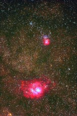天の川の中に見られるＭ８干潟星雲, Ｍ２０三裂星雲