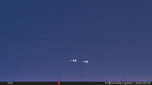 ７月１６日の金星と木星のシミュレーション（ステラナビゲータ１０使用）