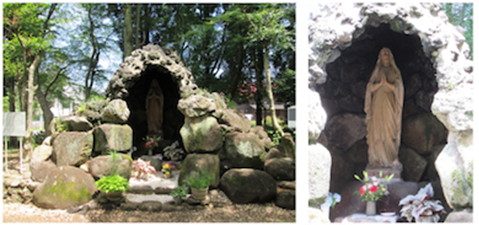 ルルドの洞窟とマリア像