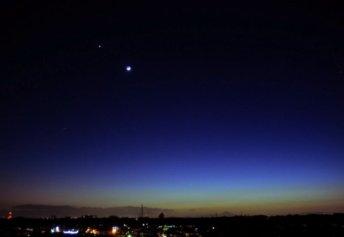 金星、木星、水星それに三日月