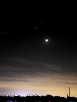 2008年12月1日月と並んだ金星と木星