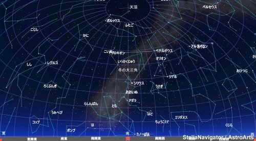 ３月中旬午後７時頃の星空です