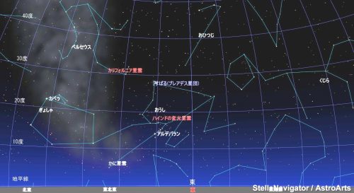 すばるをみつけるための星図（東の空）