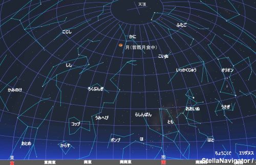 皆既月食中の星空